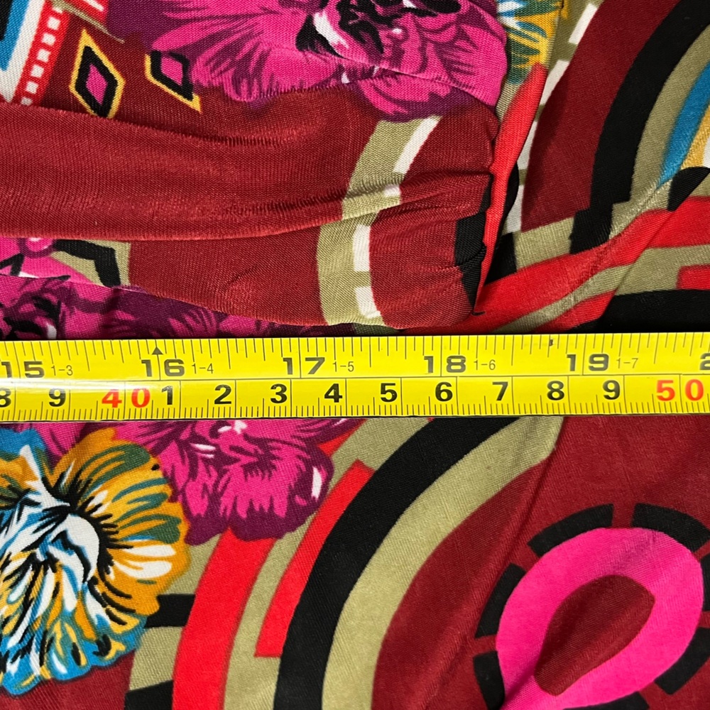 WinWin Wide Leg Bell Bottom Floral Paisley Geometric Rouched Palazzo Pants P - Picture 8 of 8